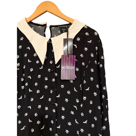 NWT Hot Topic Wednesday Addams Addams Family Cosplay Dress plus sz 3x runs sm - Picture 4 of 5